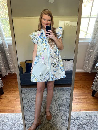 Porcelain Garden Floral Mini Dress