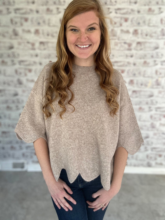 Parkside Latte Scalloped Sweater