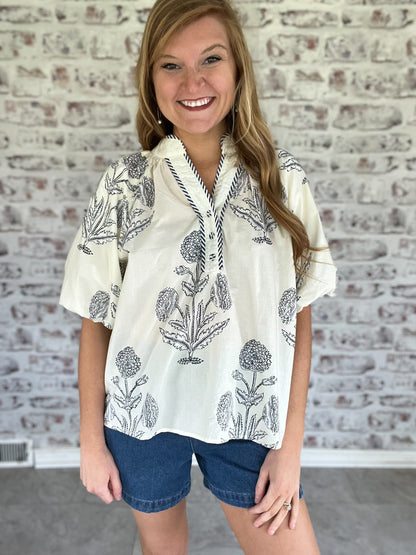 Sunday Social Floral Blouse