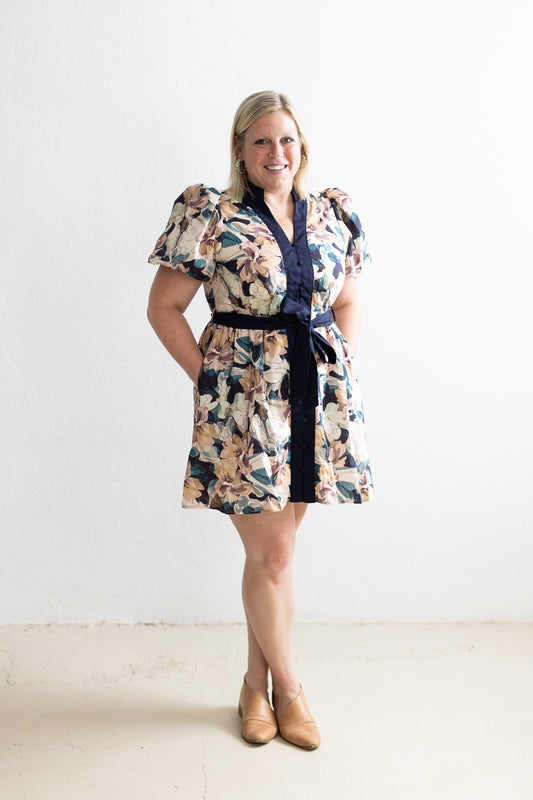 Dusky Meadow Navy Mini Dress