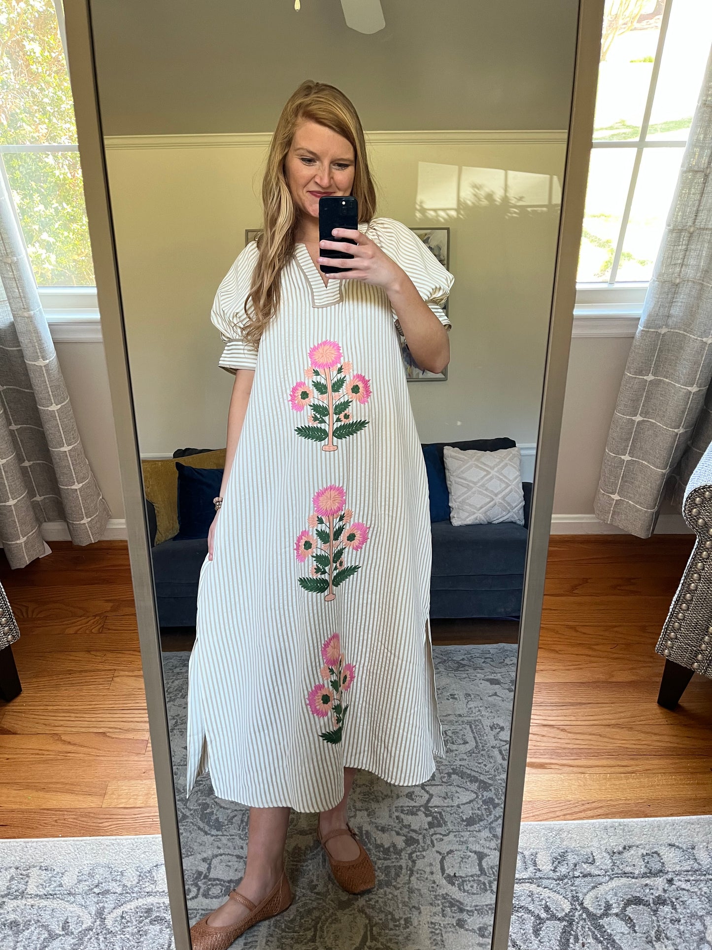 Flower Market Embroidered Midi Dress