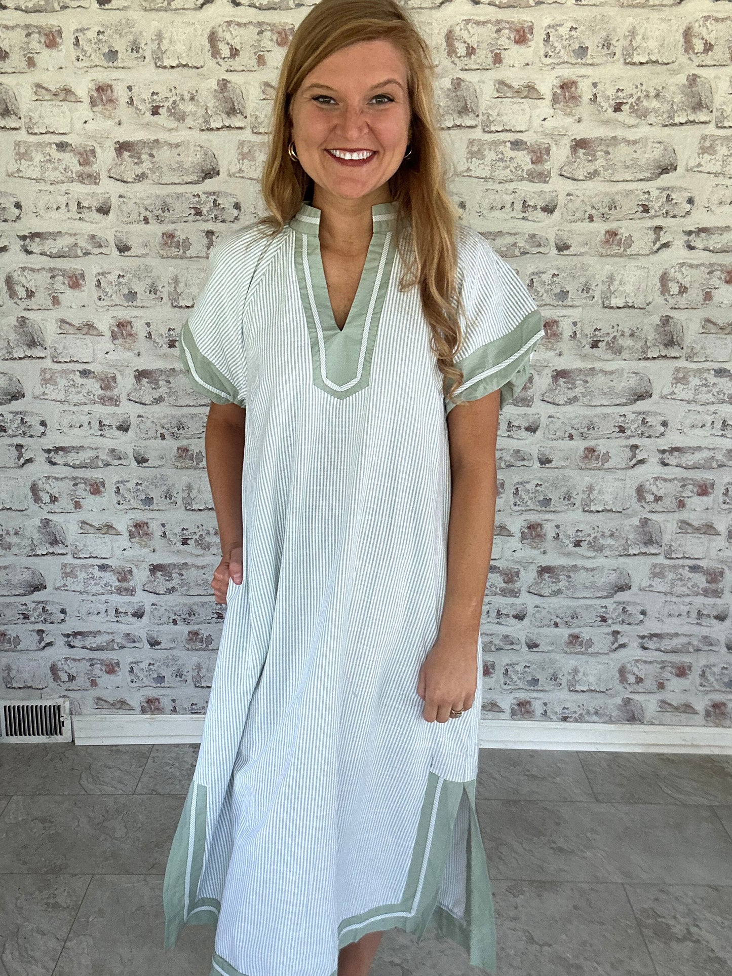 Morning Regatta Striped Midi Dress