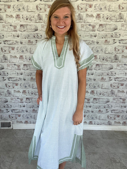 Morning Regatta Striped Midi Dress