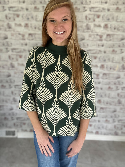 Deco Pines Mock Neck Sweater