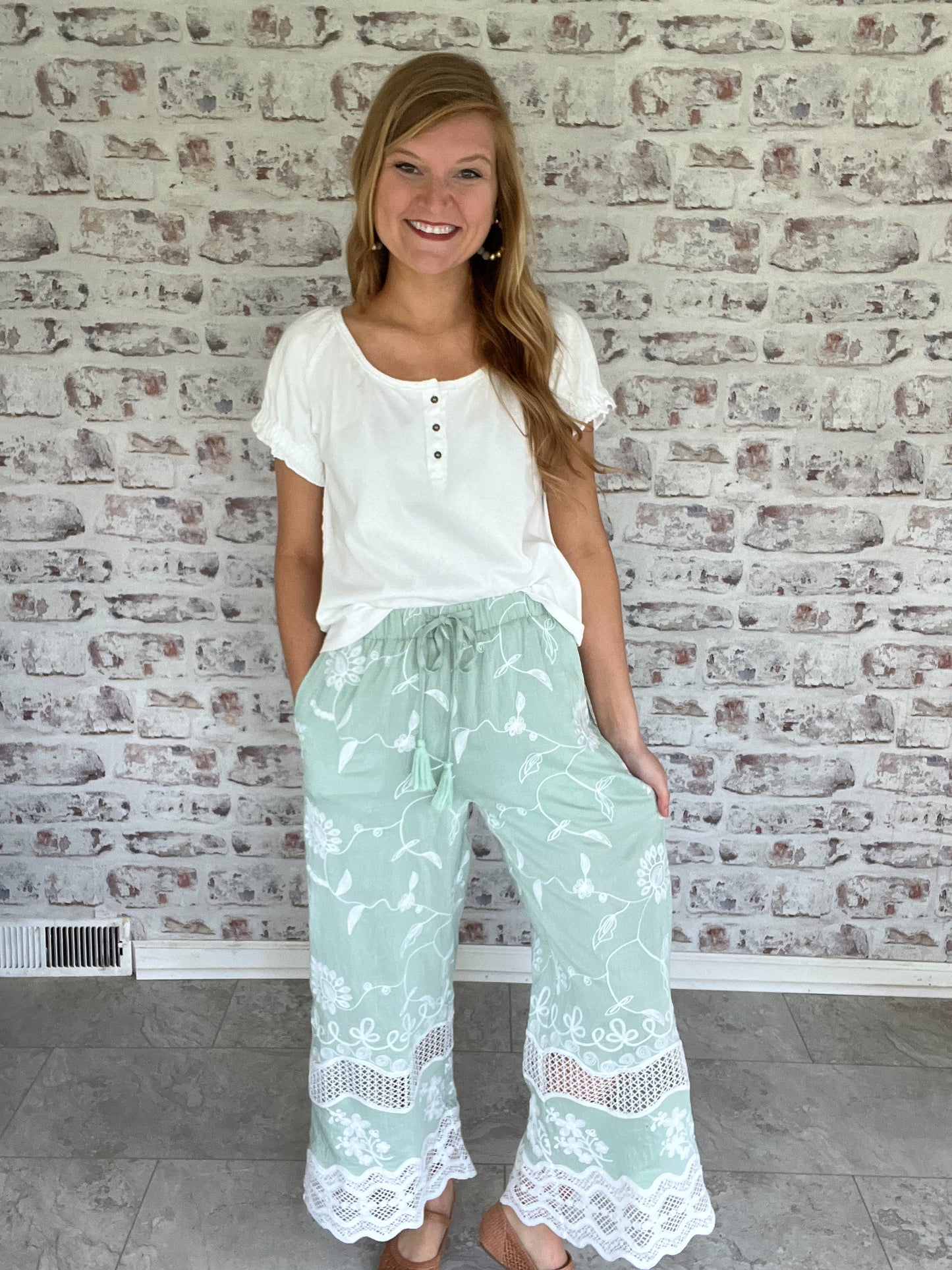 Driftwood Daydream Embroidered Pants