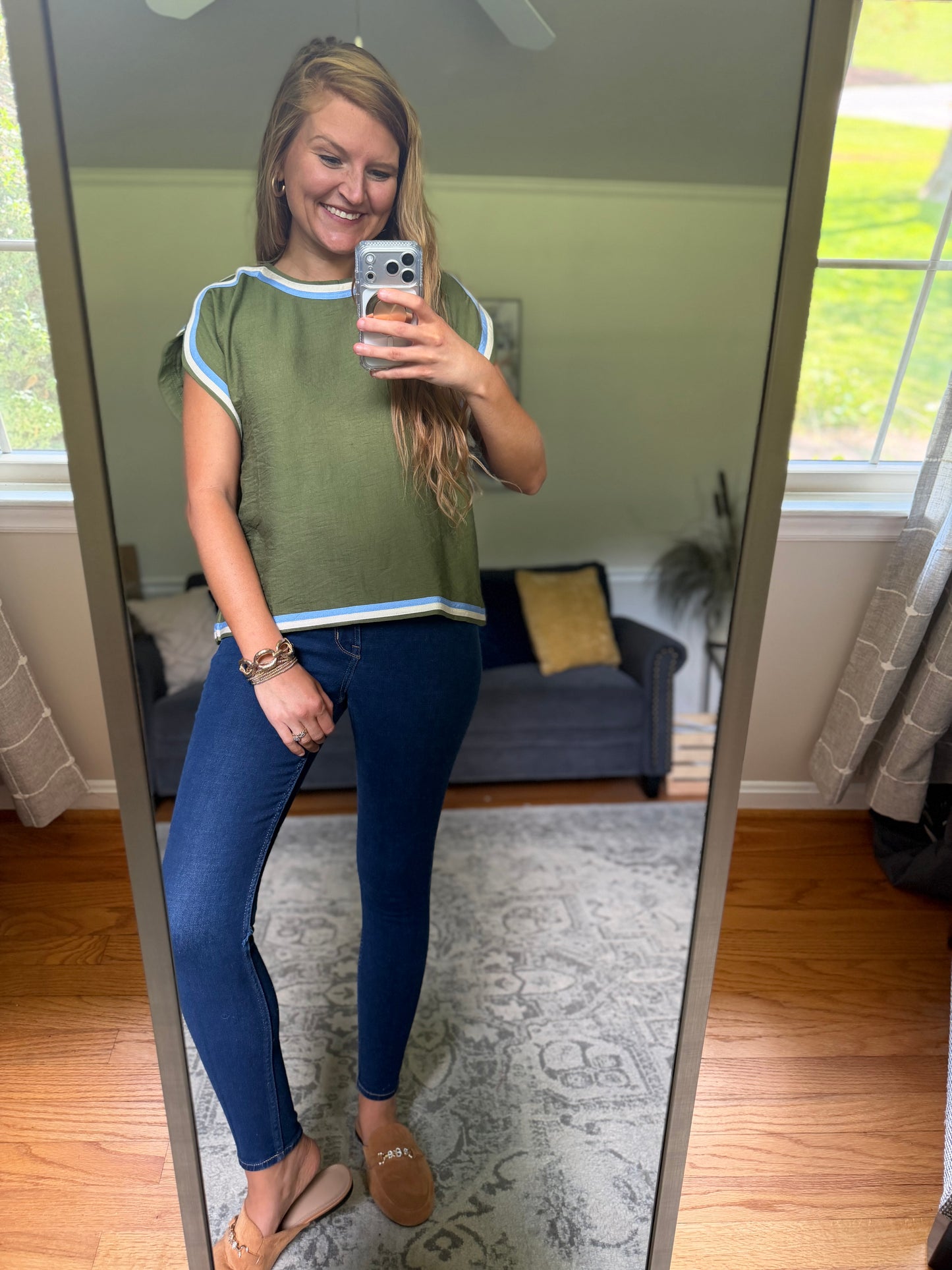 Fresh Air Stripe Trim Top