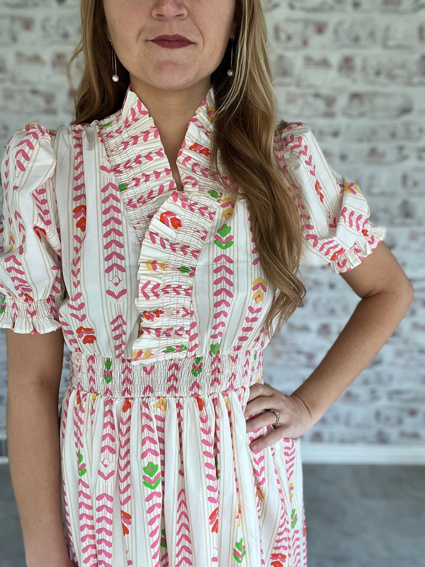 Minnie Ruffle Collar Midi Dress