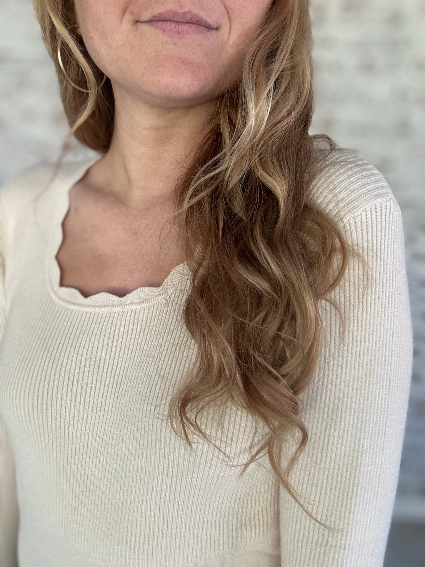 Everyday Joy Scalloped Neck Top