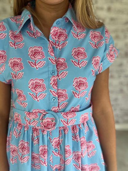 Seaside Luncheon Collared Midi Dress