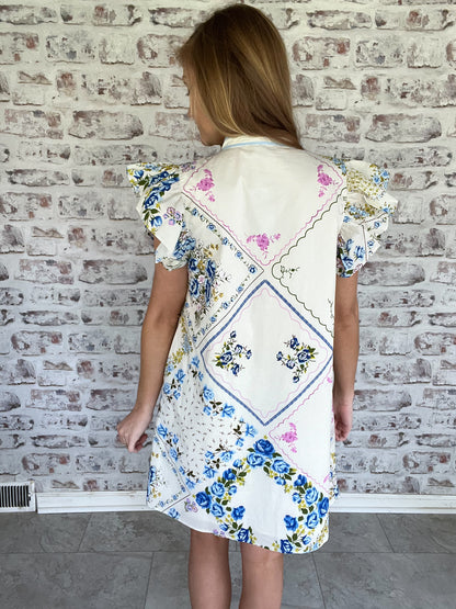Porcelain Garden Floral Mini Dress