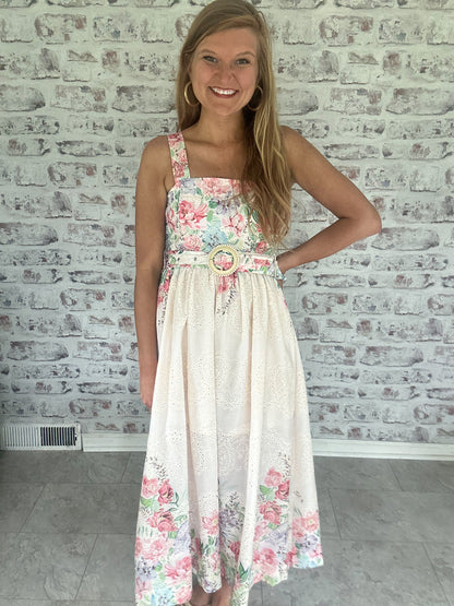 Wisteria Weekend Belted Midi Dress