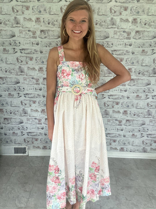 Wisteria Weekend Belted Midi Dress