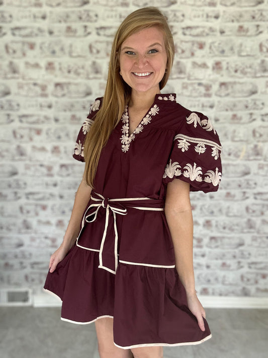 Grandview Embroidered Mini Dress