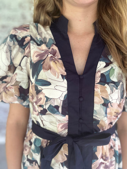Dusky Meadow Navy Mini Dress