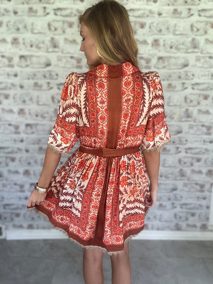 Autumn Light Lace Trim Dress