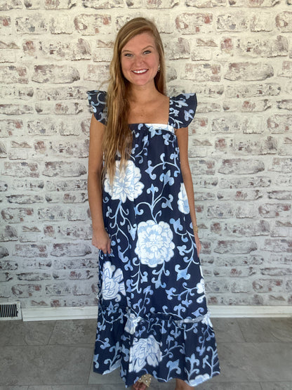 Cobalt Conservatory Floral Maxi Dress