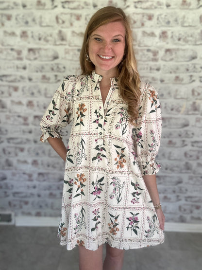 Love Letter Blooms Ruffle Sleeve Mini Dress