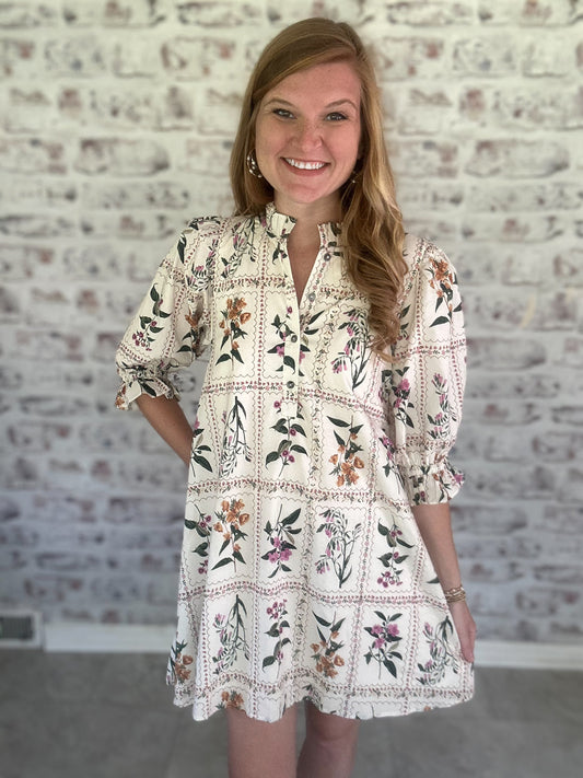 Love Letter Blooms Ruffle Sleeve Mini Dress