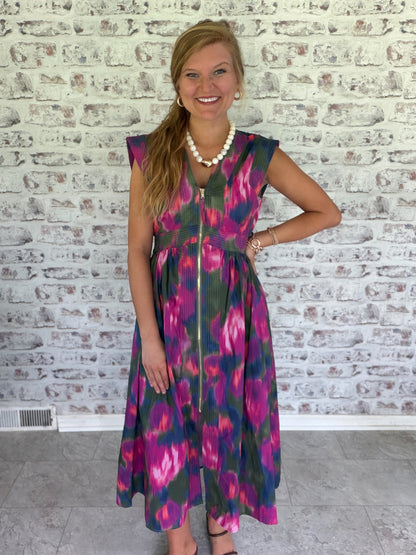 Afterglow Zipper Midi Dress