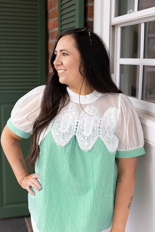Lunch Date Lace Stripe Top