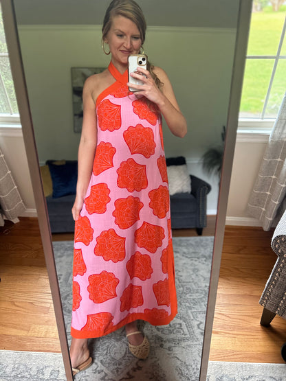 Cabana Chic Halter Maxi Dress
