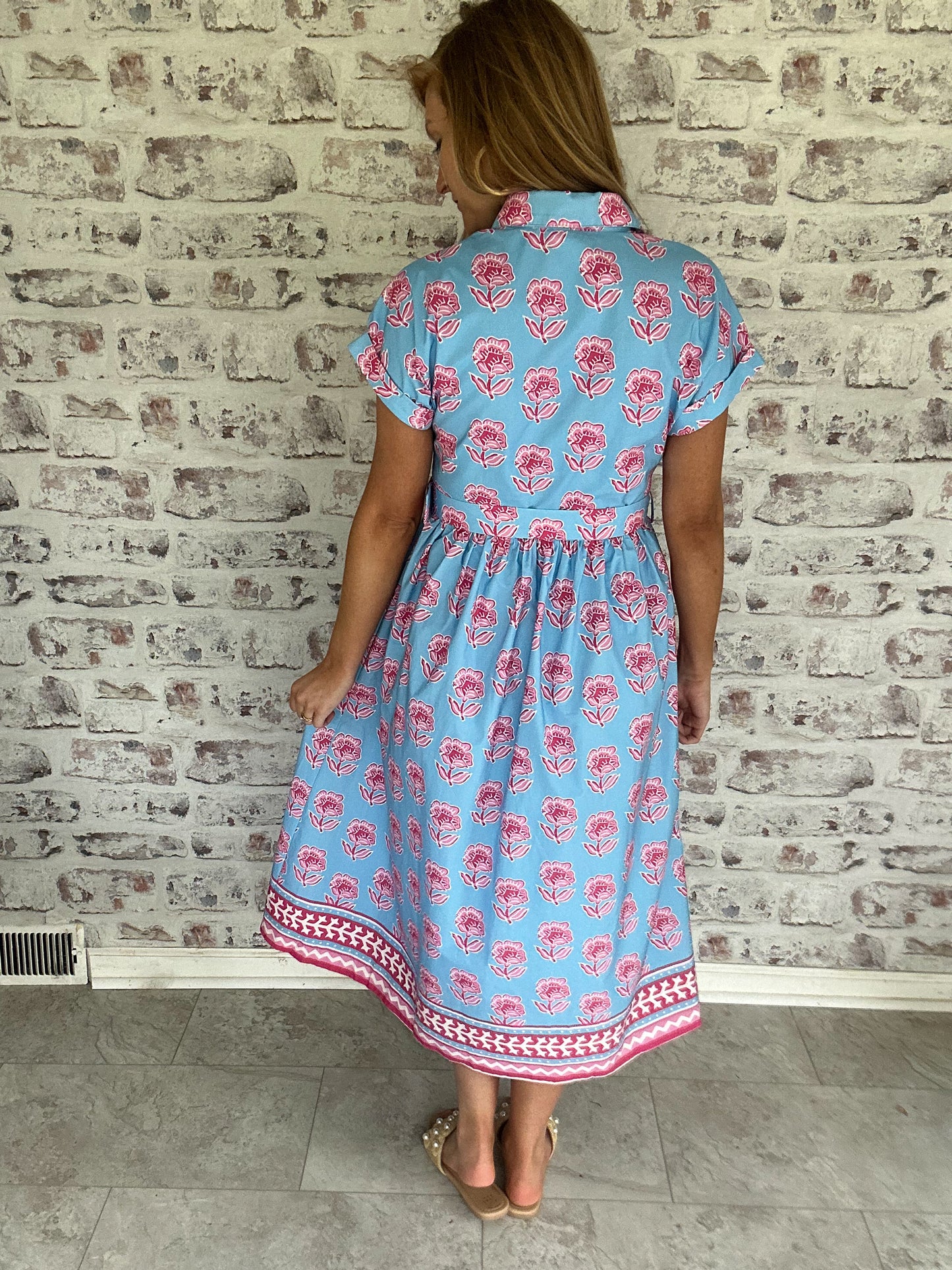 Seaside Luncheon Collared Midi Dress