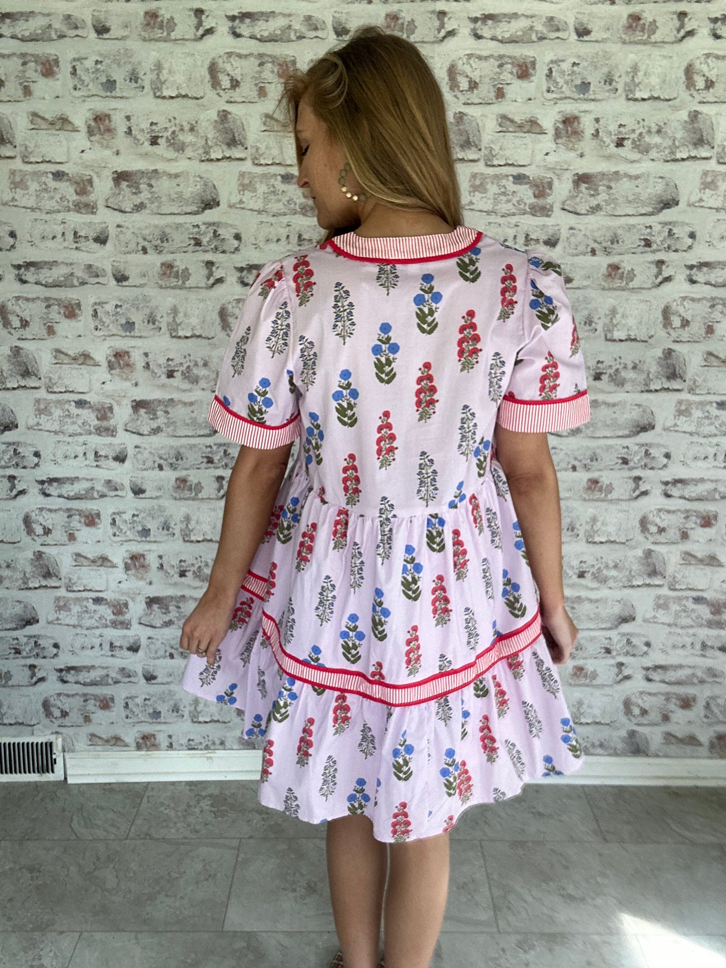 Patio Date Floral Stripe Mini Dress
