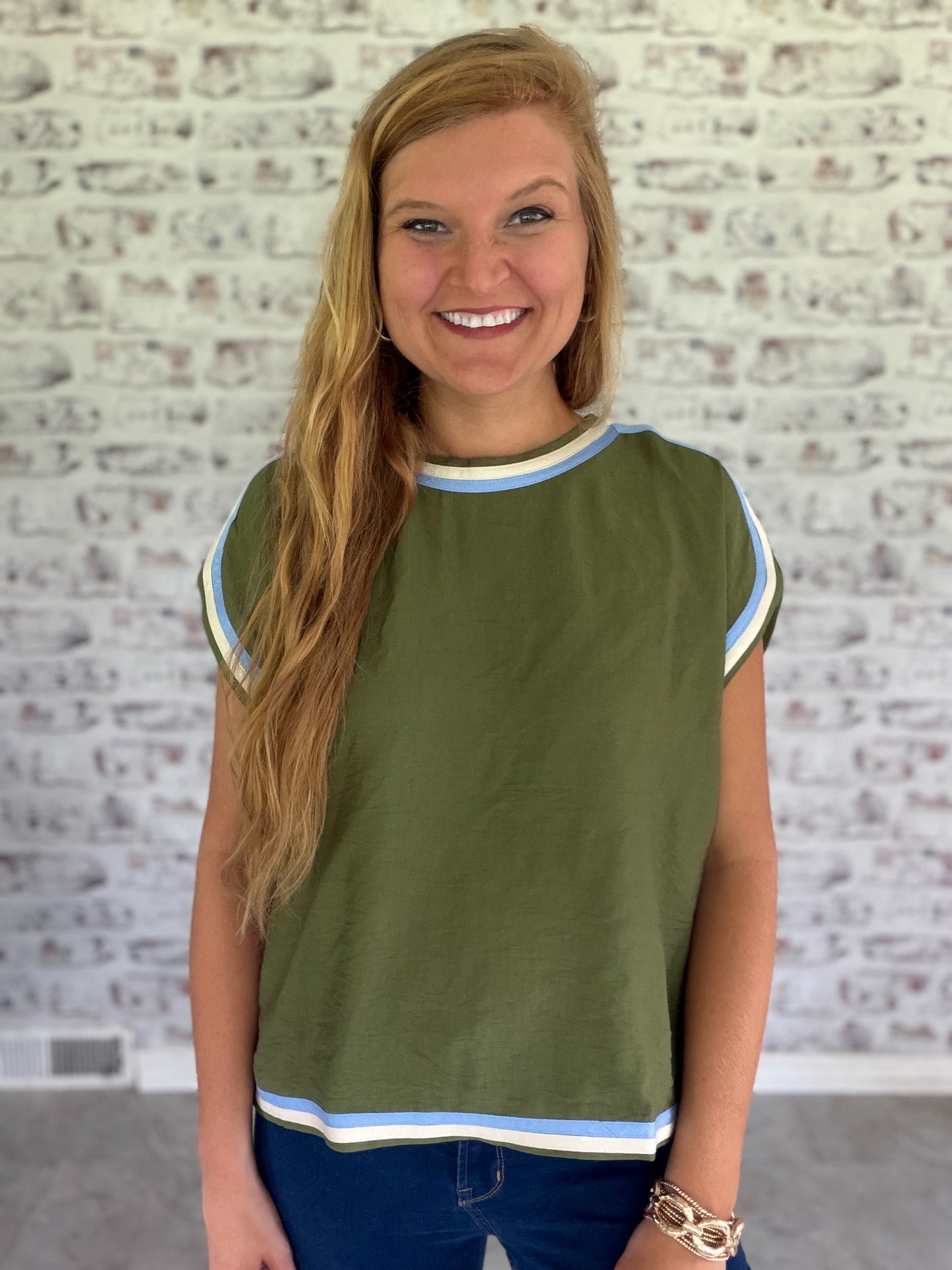 Fresh Air Stripe Trim Top