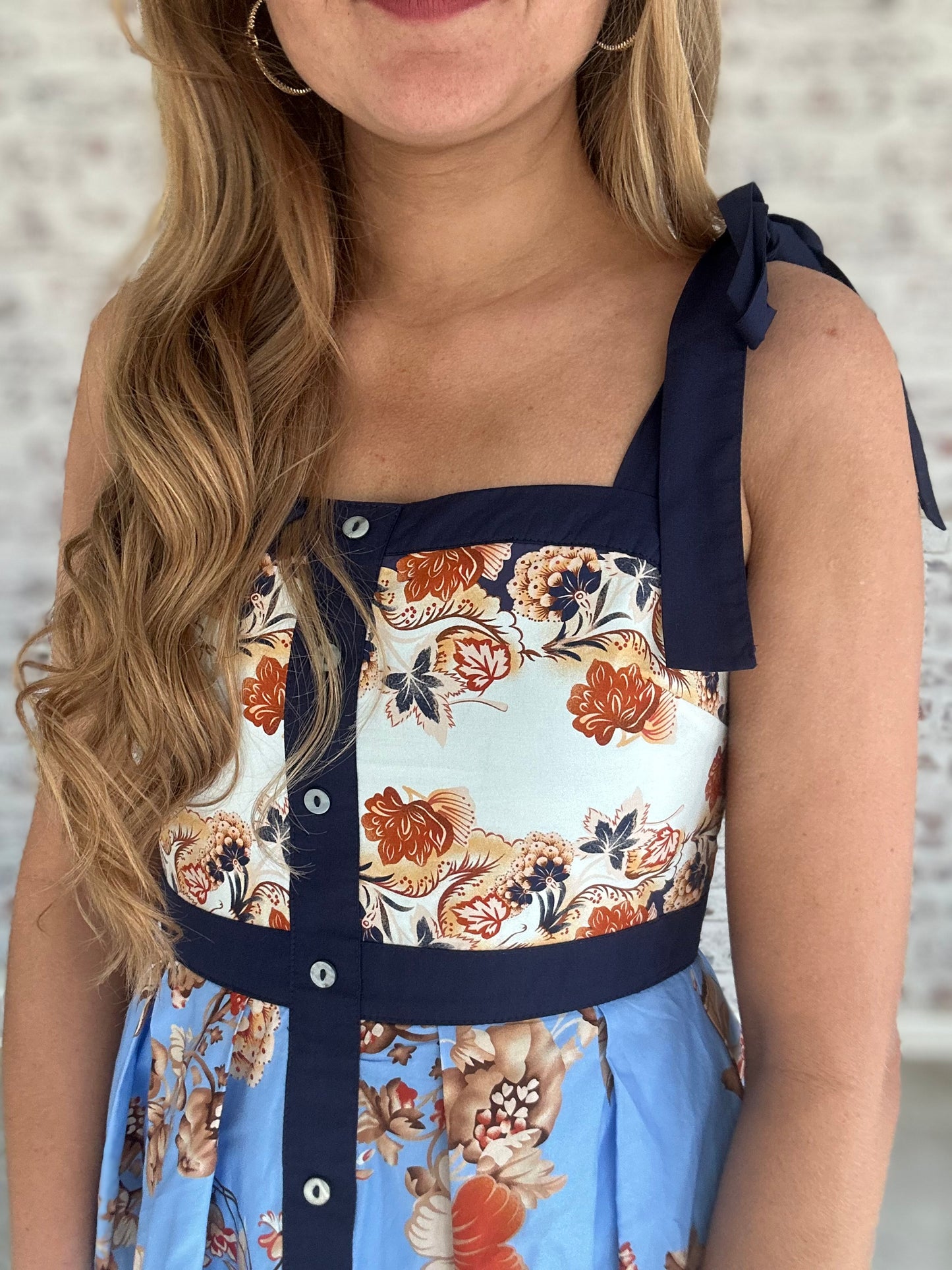Bradley Blue Tie Strap Midi Dress