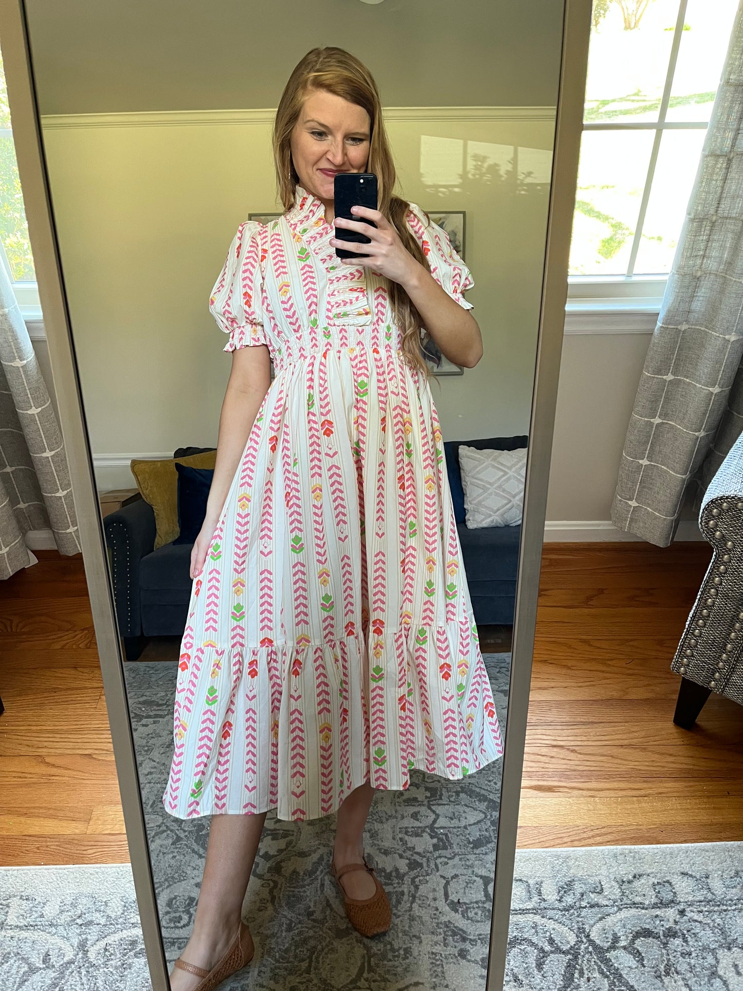 Minnie Ruffle Collar Midi Dress