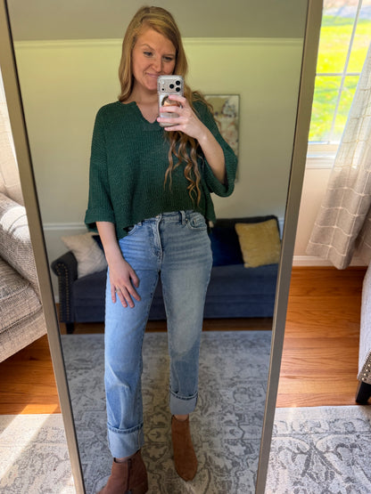 Oversized Cropped Sweater in Green