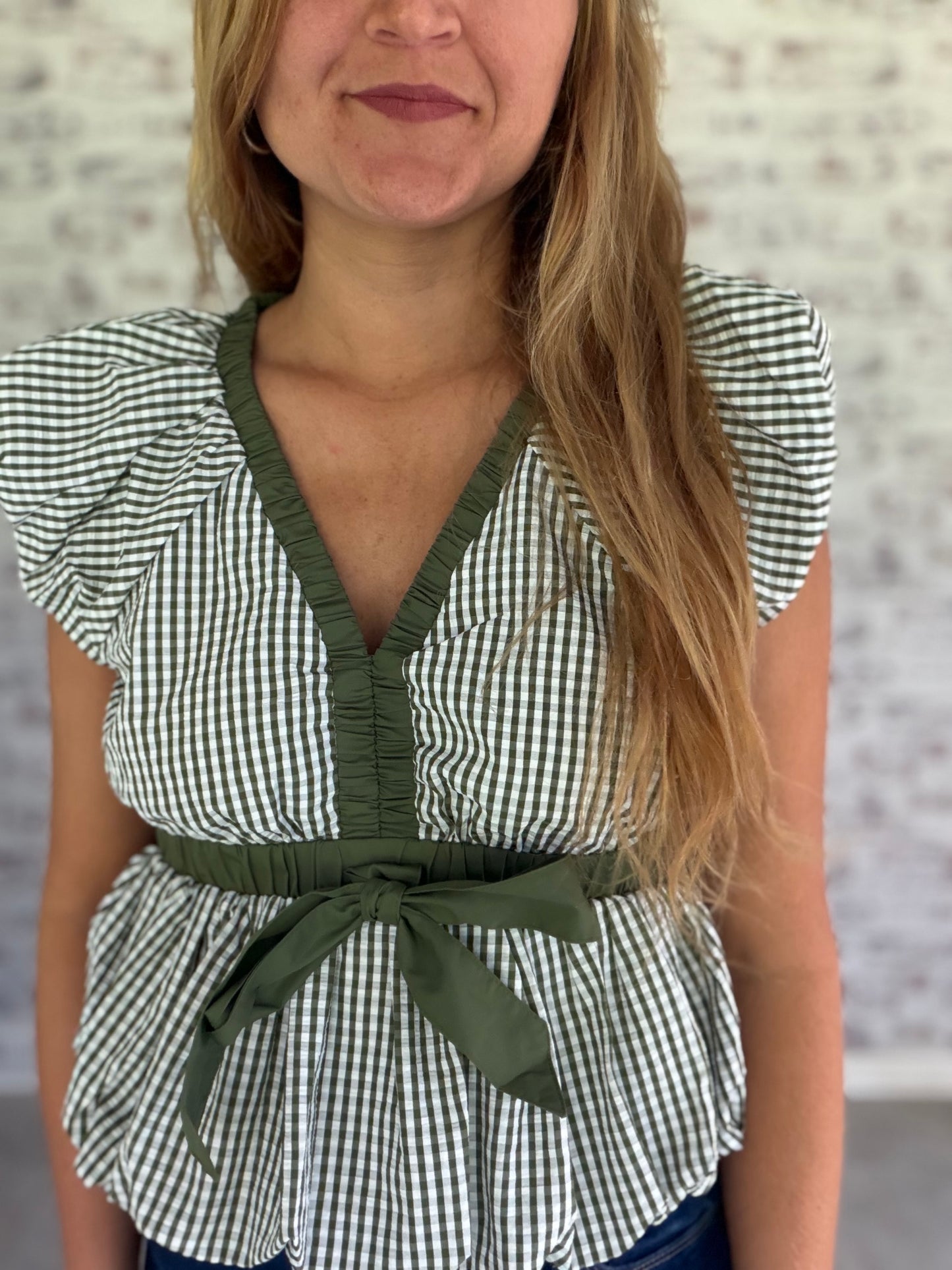 Storybook Bow Gingham Top
