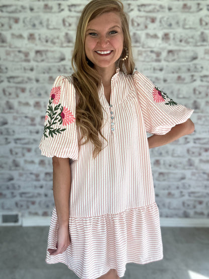 Cleo Embroidered Sleeve Mini Dress