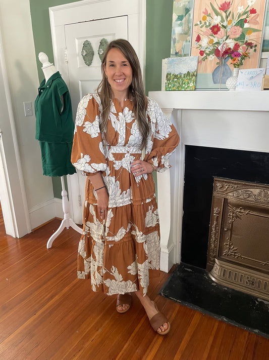 Marigold Hour Sleeved Midi Dress