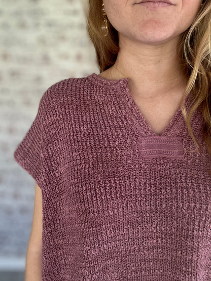 Easygoing Textured Knit Top in Light Rose