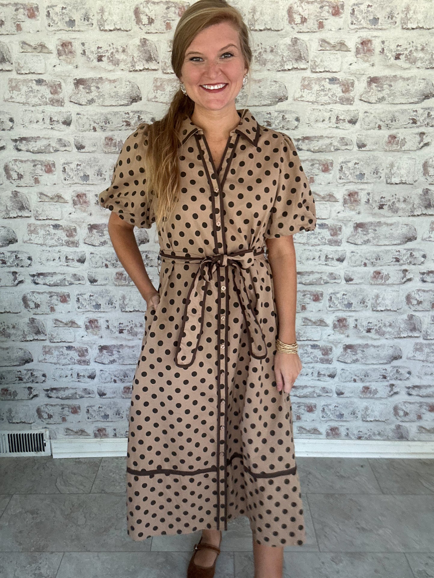 Espresso Society Dotted Midi Dress