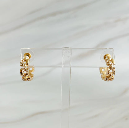 Pave Huggie Hoop Earrings: Gold