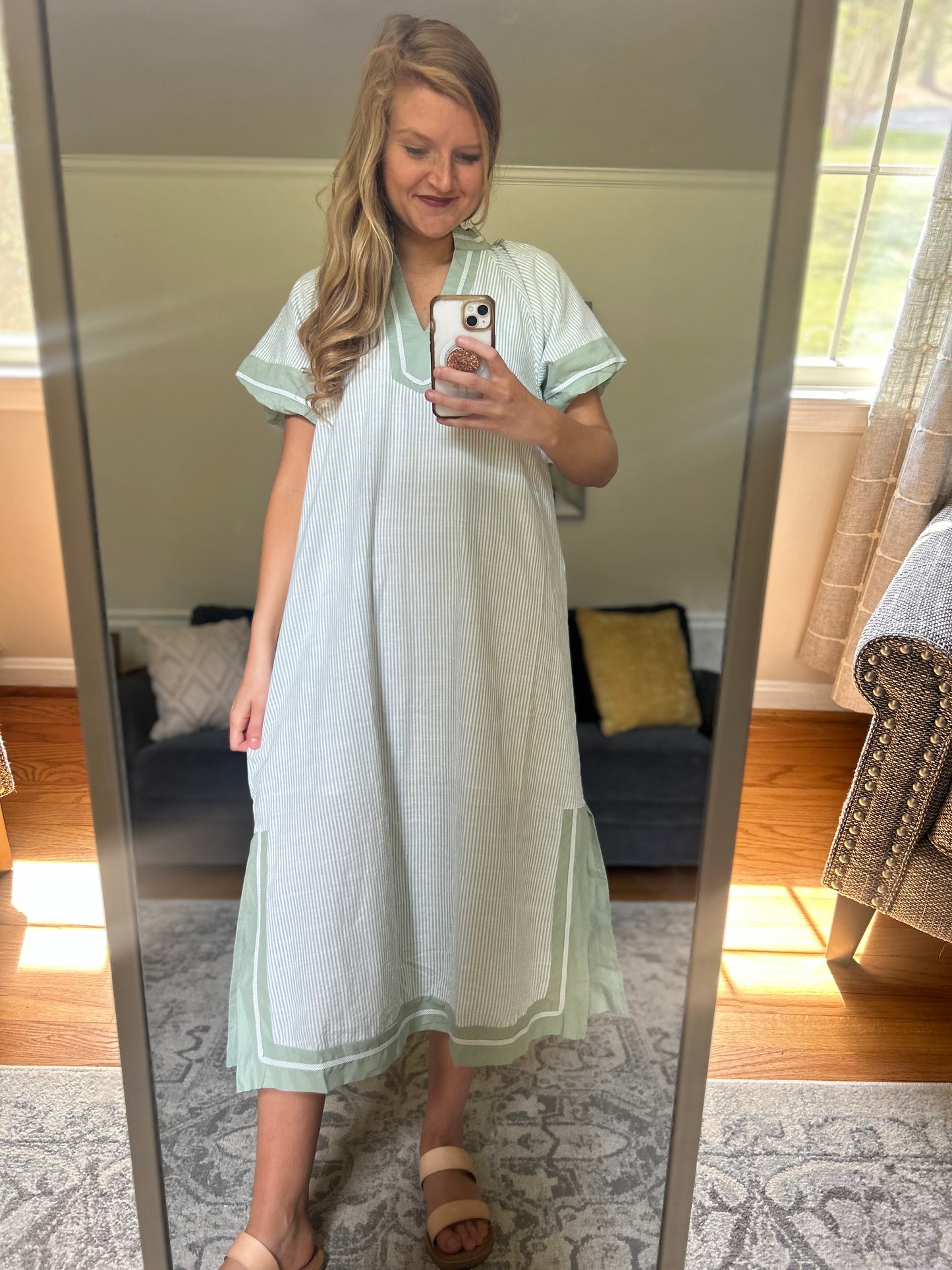 Morning Regatta Striped Midi Dress