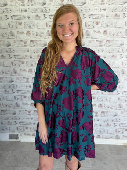 Social Season Velvet Floral Dress