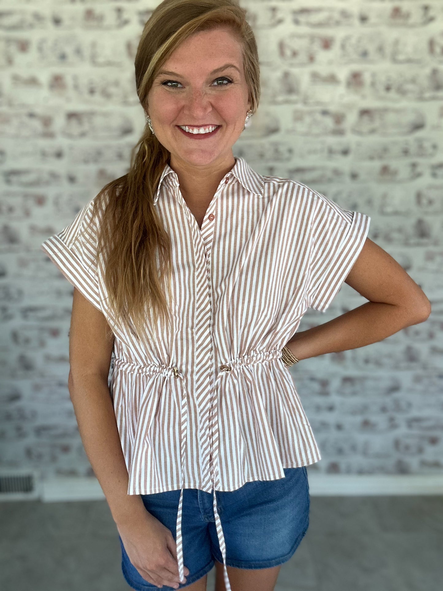 Drawn Together Cinch Stripe Top