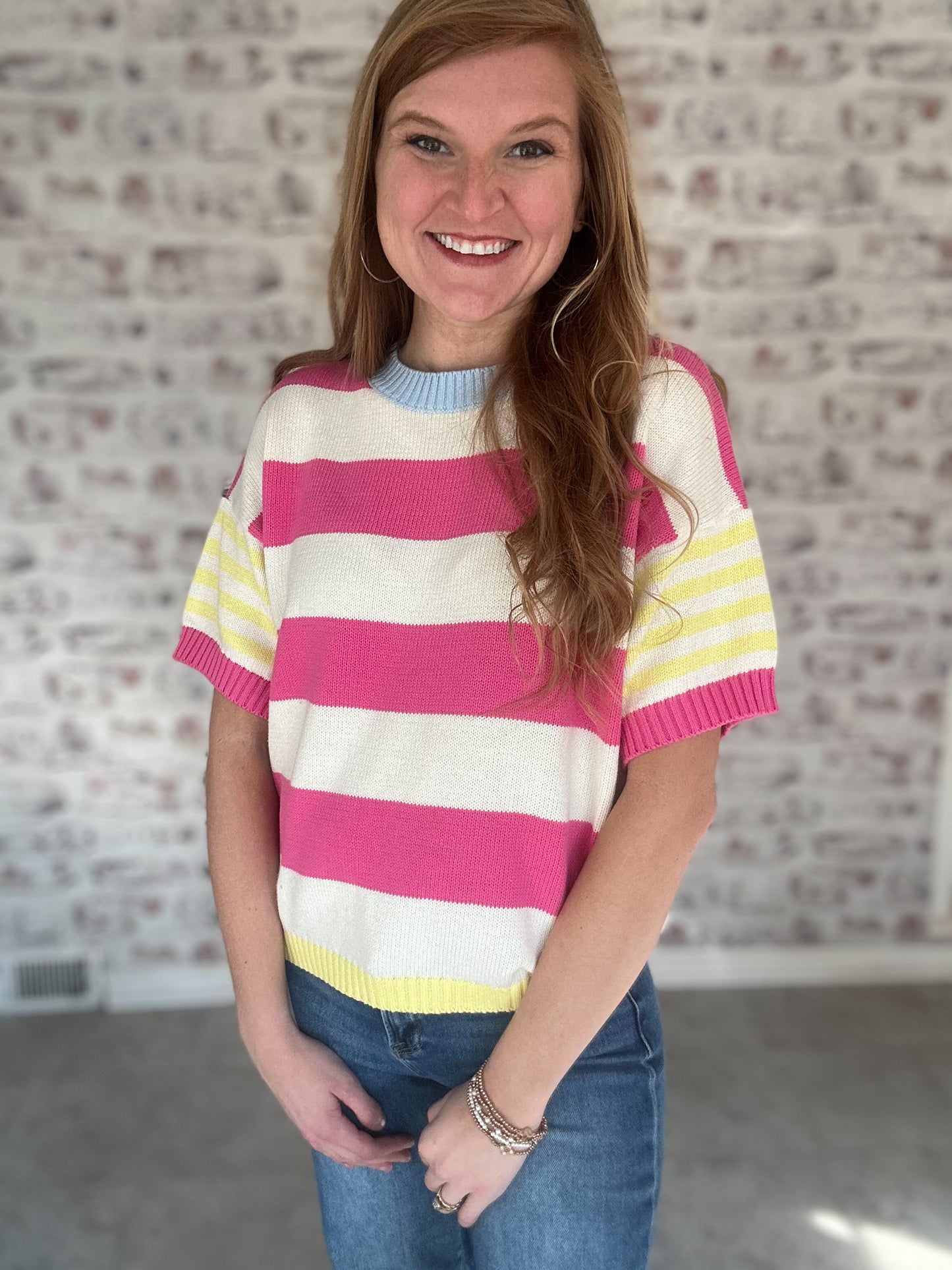 Happy Place Striped Knit Top