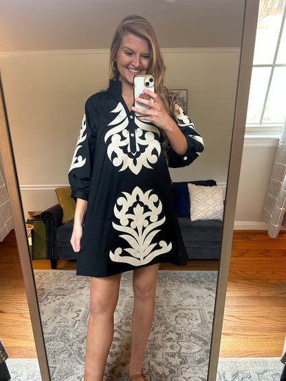 Damask Afternoon Mini Dress
