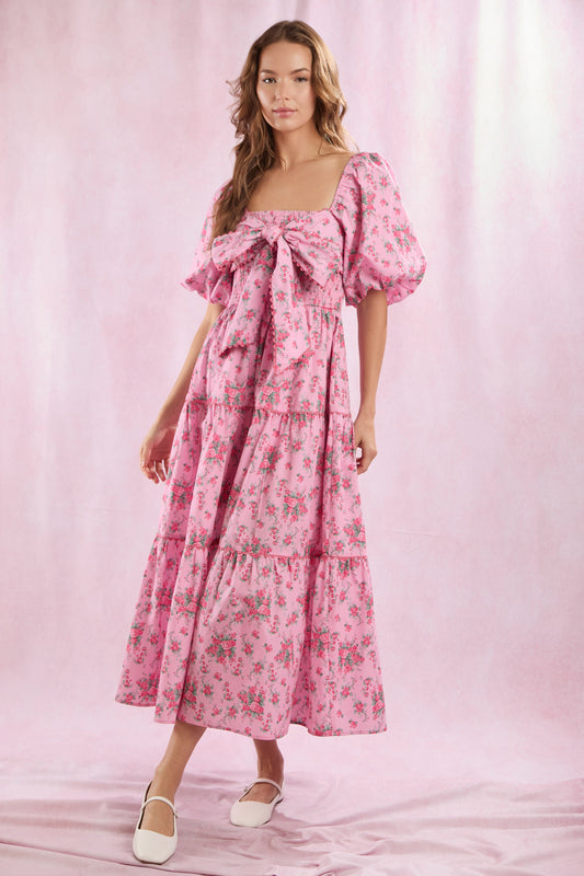 Belle of the Blooms Bow Front Midi Dress