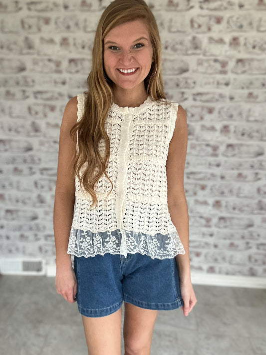 Love You More Lace and Knit Top