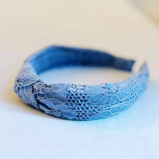 Pastel Lace Headband: Soft Blue