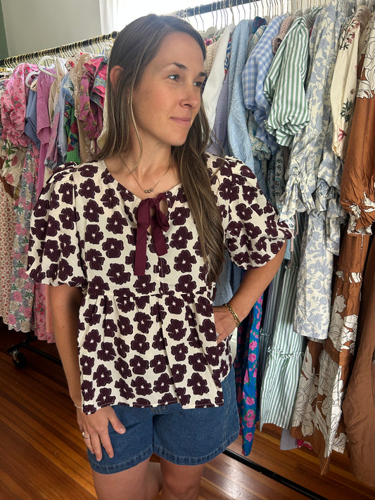 Whimsy Grove Bow Tie Blouse