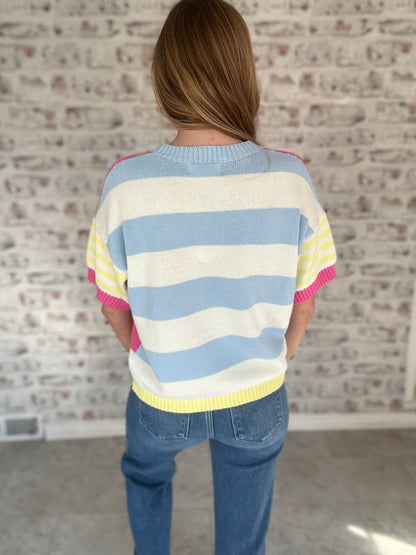 Happy Place Striped Knit Top