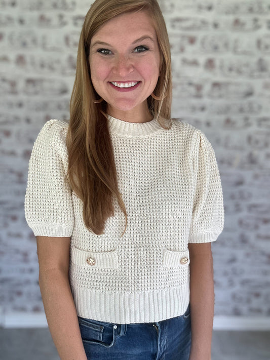 Buttoned & Blushed Knit Top