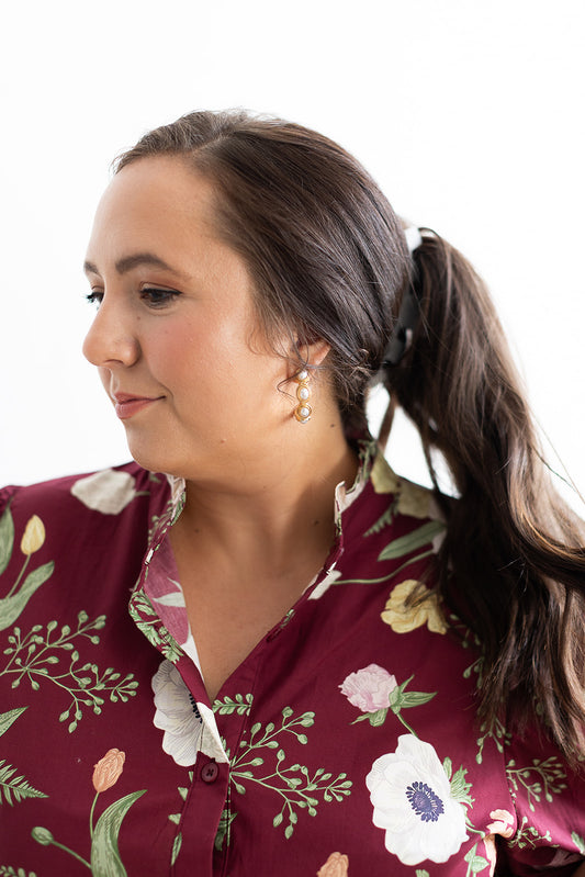 Dalma Pearl Hoop Earring Gold