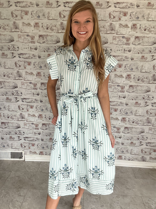Town Square Stripe and Floral Dress